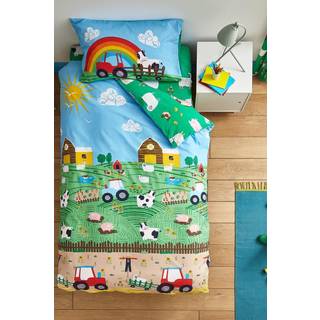 Catherine Lansfield Catherine Lansfield Blue Farmyard Animals Print Reversible Duvet Cover Set