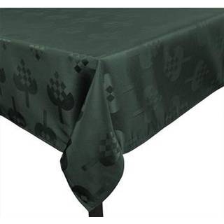 Juledug - 140x320 cm - Grøn med hjerter - Jacquardvævet borddug - Eksklusiv dug