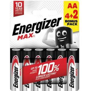Energizer Max AA LR6 Alkaline Batterier 6 Stk