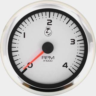 Omdrejningstæller til dieselmotor Veethree Argent, dugfri, Ø86 mm, 12 V, generator, sølv/sort/hvid, 0 - 4000 rpm