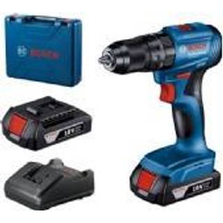 BOSCH GSB 185-LI Bore-/skruemaskine, Li-Ion, 50Nm, brushless + Kuffert +1x batteri Li-Ion, 18V, 2Ah + oplader + Sæt med 32 skruetrækkerbits