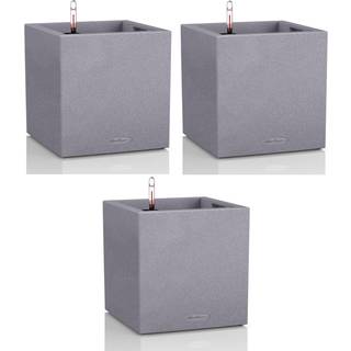 Lechuza Canto Stone Low udendørs krukke til blomster med selvvandingssytem Stone gray 30 x 30 x H30 cm