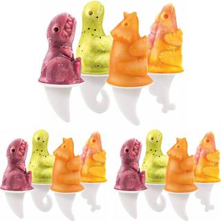 Tovolo Silicone Popsicle Forme med pinde (DINO) - Ice Pop Forme med 4 hulrum til hjemmelavet aromatiseret is Pops & Frozen Snacks - Popsicle Make