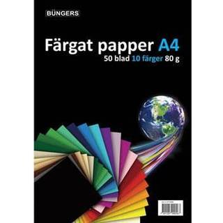 Farvet papir A4 80 gr. ass. farver (50)