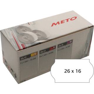 Meto etiket 26x16mm permanent lim hvid, 1200 stk