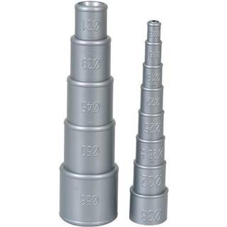 Slangeadapter, plast, 31 mm (1 7/32") til 58 mm (2 9/32"), sølv