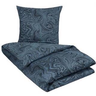 Prikket sengetøj 140x200 cm - 100% Blødt bomuldssatin - Marble Blue - By Night sengesæt