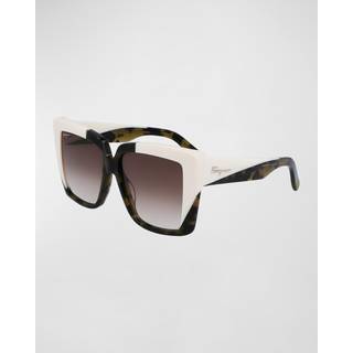 Ferragamo Kvinde SF1060S 341 Solbriller Acetat Grøn Brun Firkantet Fotokromatisk Skygge