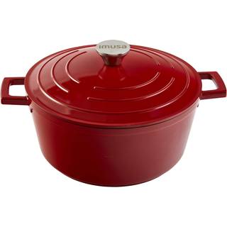 Imusa USA Red 5 Quart Cast Aluminium Hollandsk Oven med rustfrit st?lknap