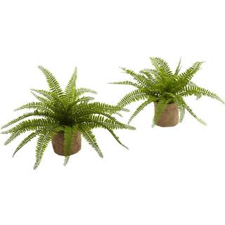 Næsten naturlig Boston Fern med burlap planter (sæt af 2)