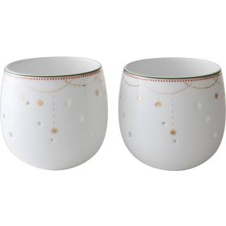 Wik & Walsøe Julemorgen Fyrfadslys 2-pak 6 Cm - Lysestager Benporcelæn Hvid - 45406