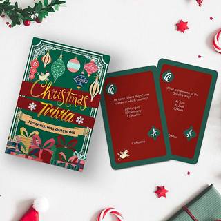 Gave Republic Christmas Trivia Cards Pocket-størrelse quiz-kort med Xmas-tema spørgsmål. Bærbart rejsespil. Secret Santa eller Stocking Stuffer G