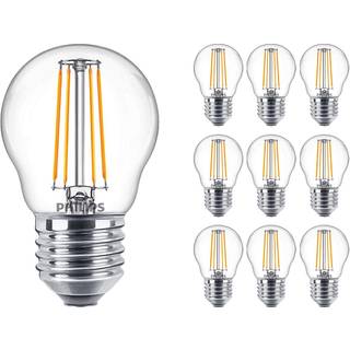 Fordelspakke 10x Philips Corepro LED Lustre E27 Kugle filament klar 4.3W 470lm - 827 ekstra varm hvid | erstatter 40W