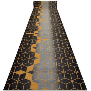 Gummibelægning 100 cm HEXAGON sort / guld 100x680 cm