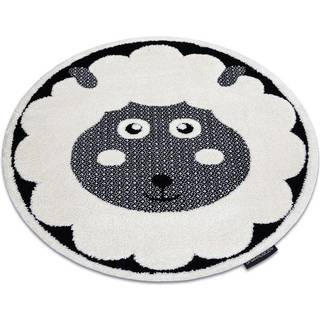 Tæppe børns JOY Hjul Sheep får, til børn - Strukturelle, to niveauer af fleece fløde / sort cirkel 160 cm