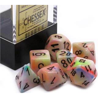 Chessex Dice Set - 10 mm festlig cirkus/sort plastpolyhedral terning s?t - fangehuller og drager D&D DND TTRPG terninger - Inkluder 7 terninger -