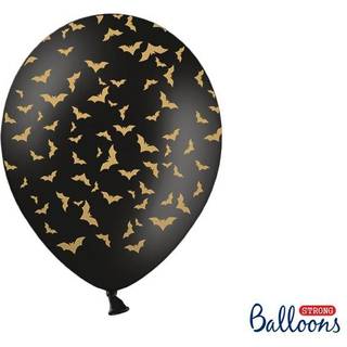 50 stk. Pastel sorte balloner med guldbat-print – Elegant festpynt 30 cm
