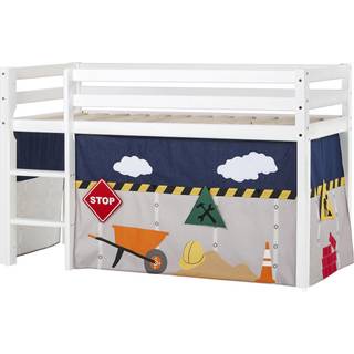 Hoppekids ECO Dream - Halvhøj Seng m. CONSTRUCTION Forhæng - 70x160 cm. - Ikke Delbar