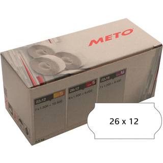 Meto Prisetiketter Perm, 26x12, hvid, 6 rl