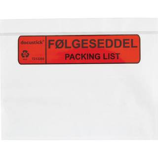 Følgeseddellomme C5 Med Tryk 1000st DK/EN FØLGESEDDEL - PACKING LIST