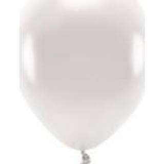 100 stk. Økologiske balloner metallic perlehvid 30 cm - Biologisk nedbrydelige festfavoritter