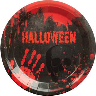 Halloween paptallerkner 8 stk. - Bloody Hand