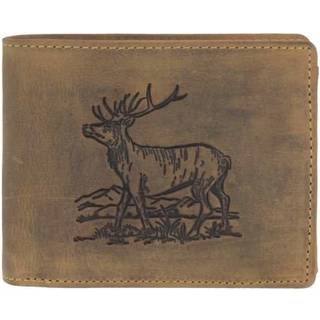 Geldbörse Leder 12x10cm mit Hirsch "Vintage Hunting" antikbraun 1796-STAG3-25 | Greenburry,de