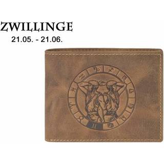 Geldbörse Leder 12x9cm "Vintage" mit Sternzeichen Zwillinge 1705 | Greenburry.de