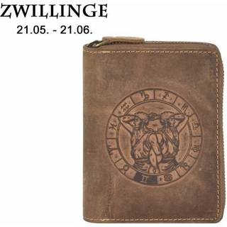 Reißverschluss Geldbörse 10x12cm Zwillinge "Vintage" antikbraun 821A | Greenburry,de