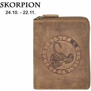 Reißverschluss Geldbörse 10x12cm Skorpion "Vintage" antikbraun 821A | Greenburry.de