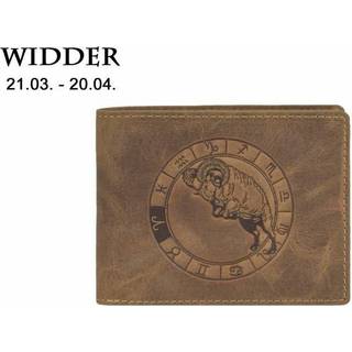 Geldbörse Leder 12x9cm "Vintage" mit Sternzeichen Widder 1705 | Greenburry.de