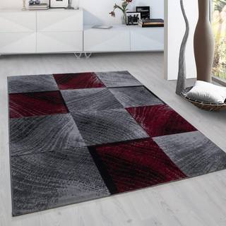 Plus Kortluvet tæppe Ternet - Rød - 160x230