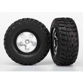 Traxxas - TRX5880 - Tire & wheel assy, glued (SCT satin chrome, black beadlock style wheels, Kumho tires, foam inserts) (2) (4WD front/rear, 2WD rear