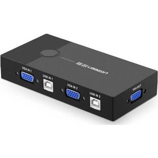 Ugreen 2-ports USB/VGA KVM-switch med USB 2.0-kabel - Sort