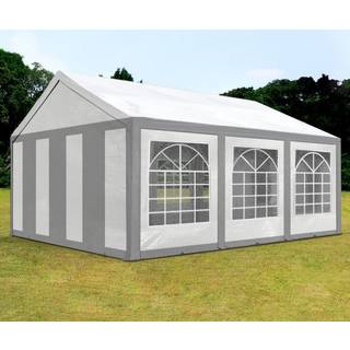 4x6m, Partytelt, PE-teltdug, grå-hvid - (91121)