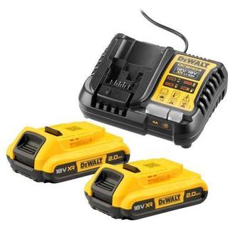 DeWALT 18V XR sæt med 2 x 2Ah batterier (DCB1104D2-QW)