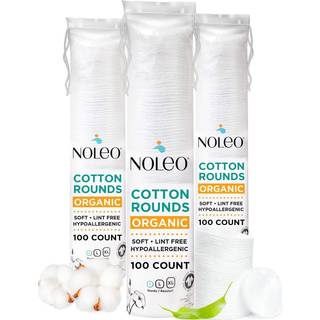 Organiske bomuldsrunder kompatible med makeupprodukter øjenmakeup remover puder og babytørrer små 300 tællinger - Noleo