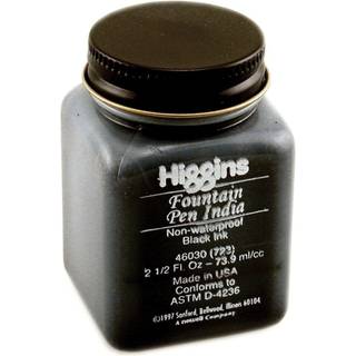 Higgins Sort India-tusch, flaske på 2,5 oz - Ikke vandtæt, flydende blæk til fyldepen, dippenne, pensler og kalligrafi