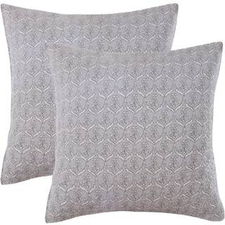 Levtex Home - Mockingbird - Euro Shams Sæt med to - (26x26in.) Ingen indsats - Stemplet blomsterprint - Mørkegrå lysgrå creme - 100% bomuld