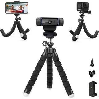 Fleksibelt webcamstativ og telefonstativ med holder til Logitech/Nexigo – universel 1/4-tommers gevind, kompakt bordstativ