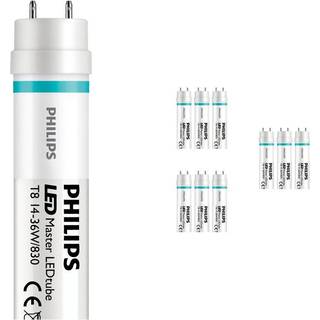 Fordelspakke 10x Philips LED Lysrør T8 MASTER Value (EM/Mains) High Output 14W 2000lm - 830 varm hvid | 120cm - erstatter 36W