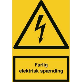 Advarselsskilt - Elektrisk spænding - Plast - 297 x 210 mm (A4)