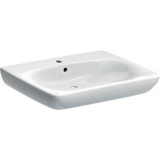 Geberit Renova Comfort håndvask barrier-free: B=65cm, T=55cm, Hanehul=Midtpå, Overløb=Synlig, Hvid