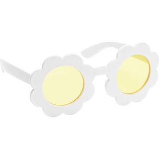Daisy solbriller hvid med gule linser – UV-beskyttelse, 13 cm rammebredde, letvægt design