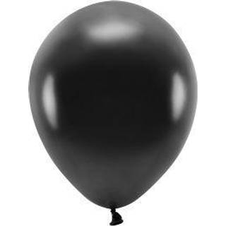 10 stk. Økologiske balloner metallic sort 12" - Biologisk nedbrydelig festdekoration