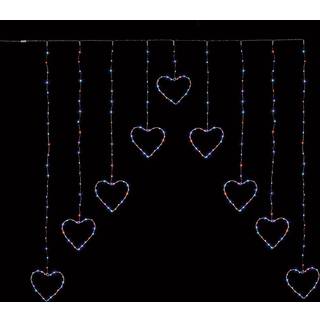 1,2 m Premier Christmas statisk LED-hjerte i sølvfarvet pintråd V-formet gardinlys i regnbuefarver