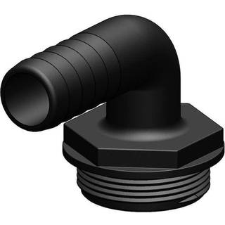 Slangnippel TruDesign Aquavalve Tails, komposit, vinklet 90°, 1 1/2" G (BSP) (udvendig) til 1" (25 mm) slange, sort