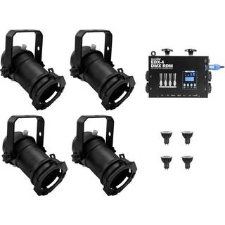 Eurolite Set 4x PAR-16 Spot bk dim2warm + EDX-4 DMX RDM LED Dimmer Pack TILBUD