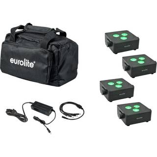 Eurolite Set 4x AKKU IP Flat Light 3 bk + Charger + Soft Bag TILBUD NU