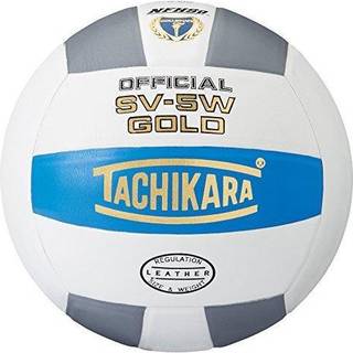 Tachikara SV5W Gold Premium Leather Volleyball (Blue White and Silver)